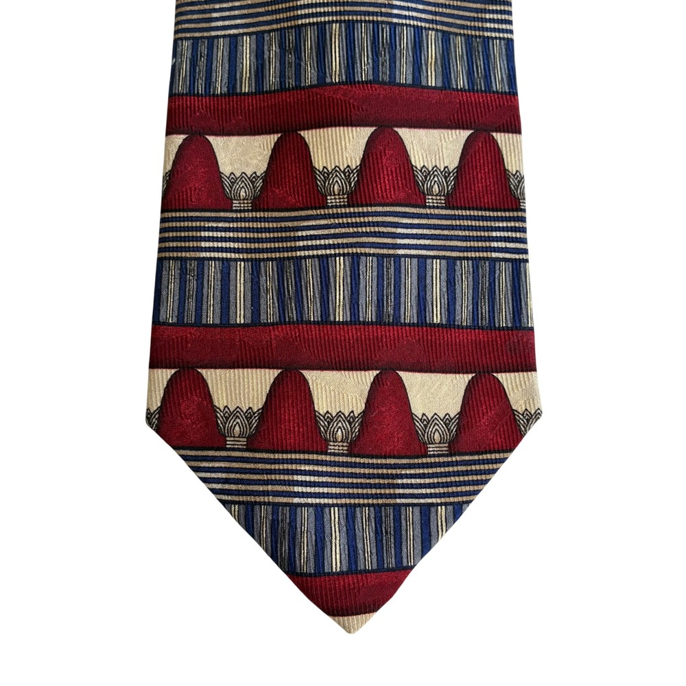Robert Talbott Best of Class Nordstrom Silk Tie Burgundy Navy Blue Geometric 90s